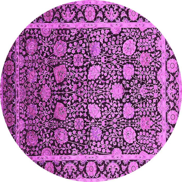 Round Machine Washable Oriental Pink Industrial Rug, wshurb2463pnk