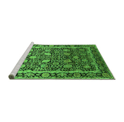 Sideview of Machine Washable Oriental Green Industrial Area Rugs, wshurb2463grn