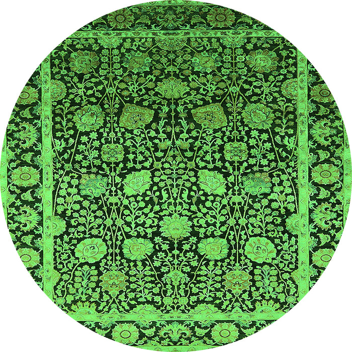 Round Oriental Green Industrial Rug, urb2463grn