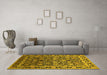 Machine Washable Oriental Yellow Industrial Rug in a Living Room, wshurb2463yw