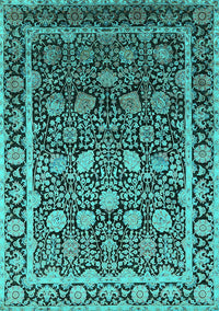 Oriental Turquoise Industrial Rug, urb2463turq