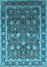 Machine Washable Oriental Light Blue Industrial Rug, wshurb2463lblu