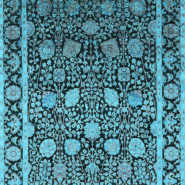 Machine Washable Oriental Light Blue Industrial Rug, wshurb2463lblu