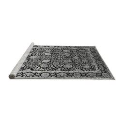 Sideview of Machine Washable Oriental Gray Industrial Rug, wshurb2463gry