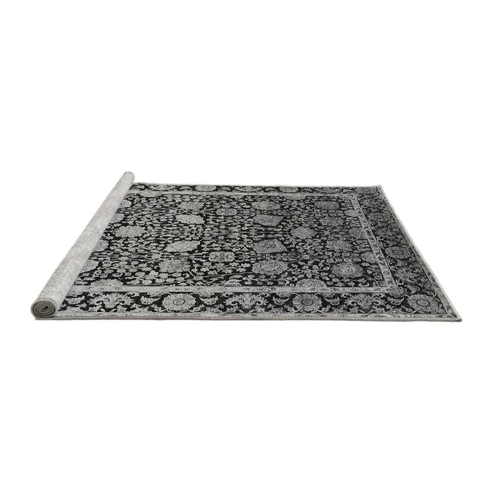 Sideview of Machine Washable Oriental Gray Industrial Rug, wshurb2463gry