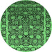 Round Oriental Emerald Green Industrial Rug, urb2463emgrn