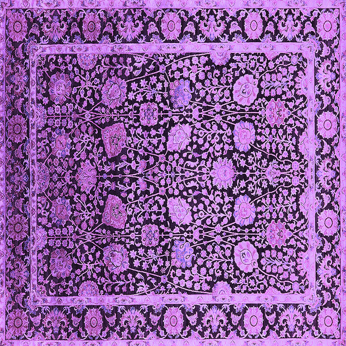 Square Machine Washable Oriental Purple Industrial Area Rugs, wshurb2463pur