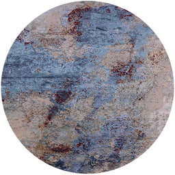 Round Machine Washable Industrial Modern Carbon Gray Rug, wshurb2464