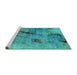 Sideview of Machine Washable Oriental Turquoise Industrial Area Rugs, wshurb2464turq