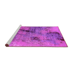 Sideview of Machine Washable Oriental Pink Industrial Rug, wshurb2464pnk