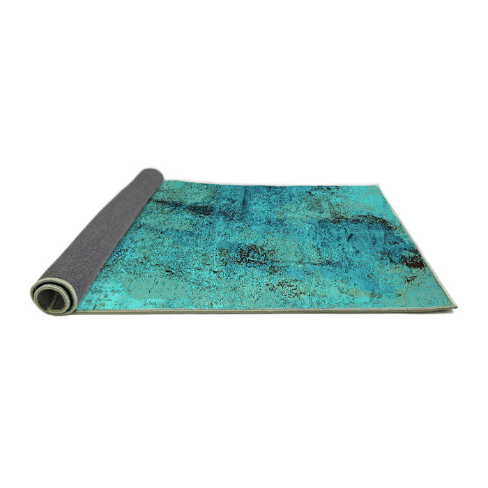 Sideview of Oriental Turquoise Industrial Rug, urb2464turq