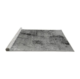 Sideview of Machine Washable Oriental Gray Industrial Rug, wshurb2464gry