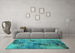 Machine Washable Oriental Turquoise Industrial Area Rugs in a Living Room,, wshurb2464turq