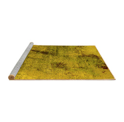 Sideview of Machine Washable Oriental Yellow Industrial Rug, wshurb2464yw