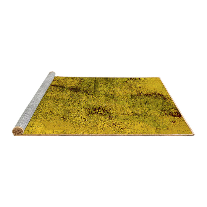 Sideview of Machine Washable Oriental Yellow Industrial Rug, wshurb2464yw
