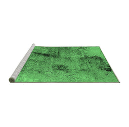 Sideview of Machine Washable Oriental Emerald Green Industrial Area Rugs, wshurb2464emgrn
