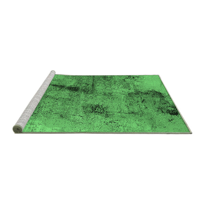 Sideview of Machine Washable Oriental Emerald Green Industrial Area Rugs, wshurb2464emgrn