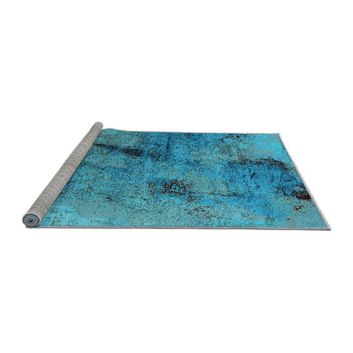 Sideview of Machine Washable Oriental Light Blue Industrial Rug, wshurb2464lblu