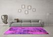 Machine Washable Oriental Pink Industrial Rug in a Living Room, wshurb2464pnk