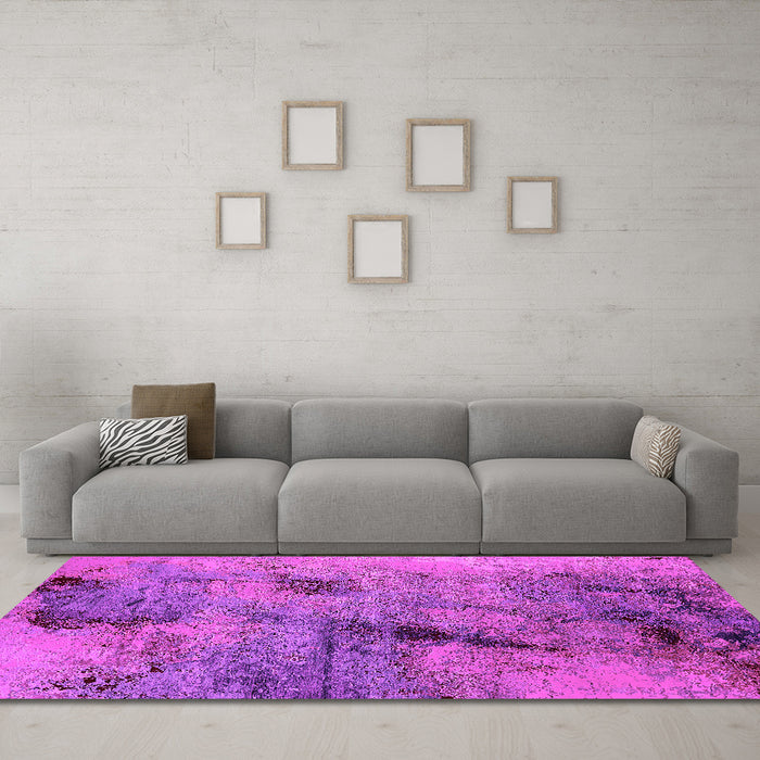Machine Washable Oriental Pink Industrial Rug in a Living Room, wshurb2464pnk