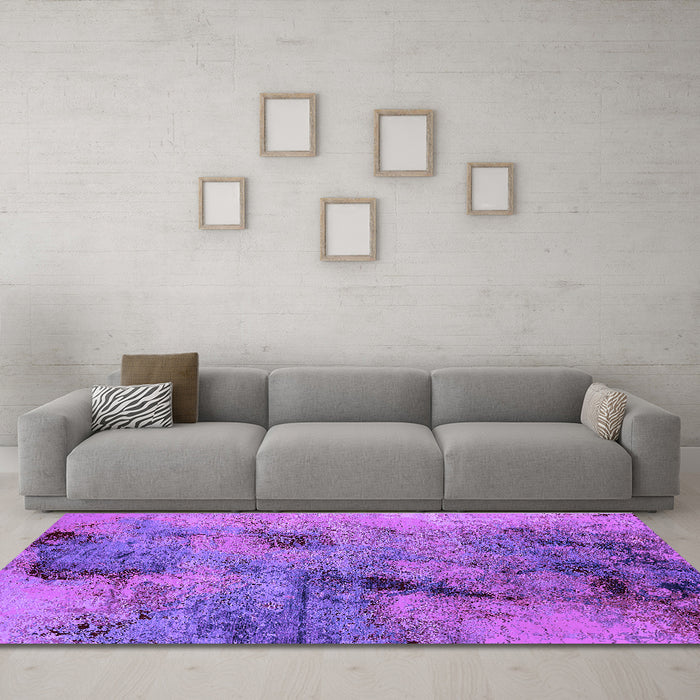 Machine Washable Oriental Purple Industrial Area Rugs in a Living Room, wshurb2464pur