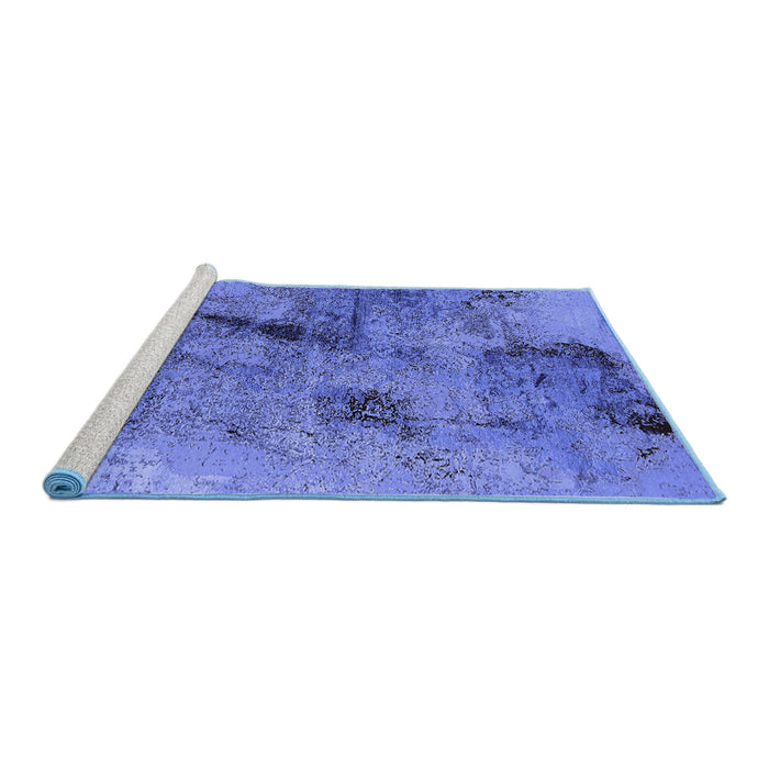 Sideview of Machine Washable Oriental Blue Industrial Rug, wshurb2464blu