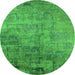 Round Oriental Green Industrial Rug, urb2465grn