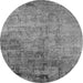 Round Oriental Gray Industrial Rug, urb2465gry