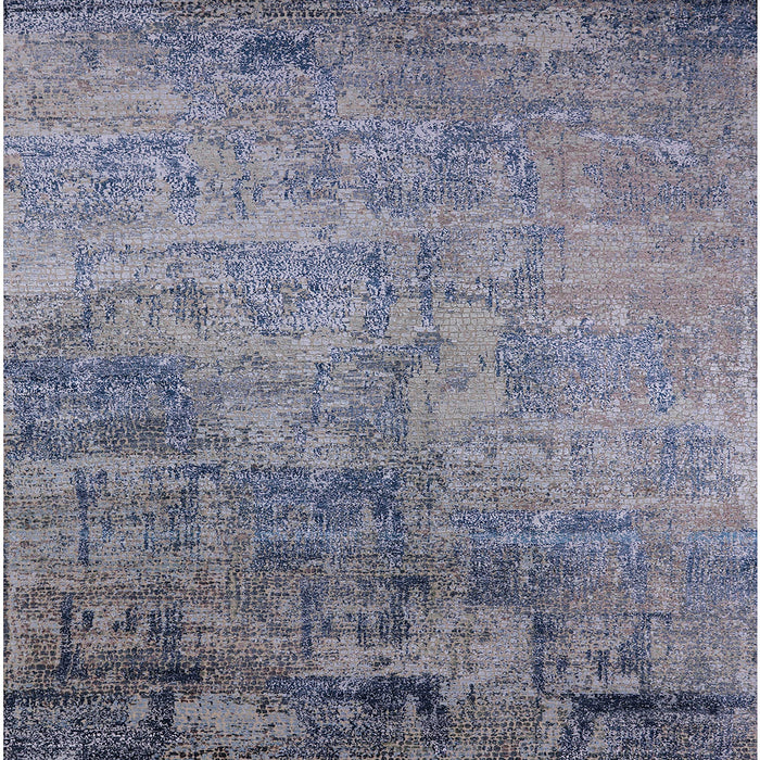 Square Machine Washable Industrial Modern Purple Navy Blue Rug, wshurb2465