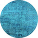 Round Oriental Light Blue Industrial Rug, urb2465lblu