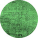 Round Oriental Emerald Green Industrial Rug, urb2465emgrn