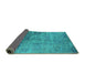 Sideview of Oriental Turquoise Industrial Rug, urb2465turq