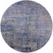 Round Mid-Century Modern Purple Navy Blue Oriental Rug, urb2465