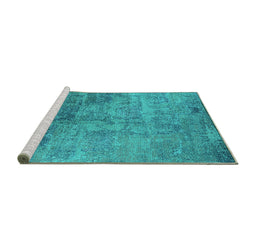 Sideview of Machine Washable Oriental Turquoise Industrial Area Rugs, wshurb2465turq