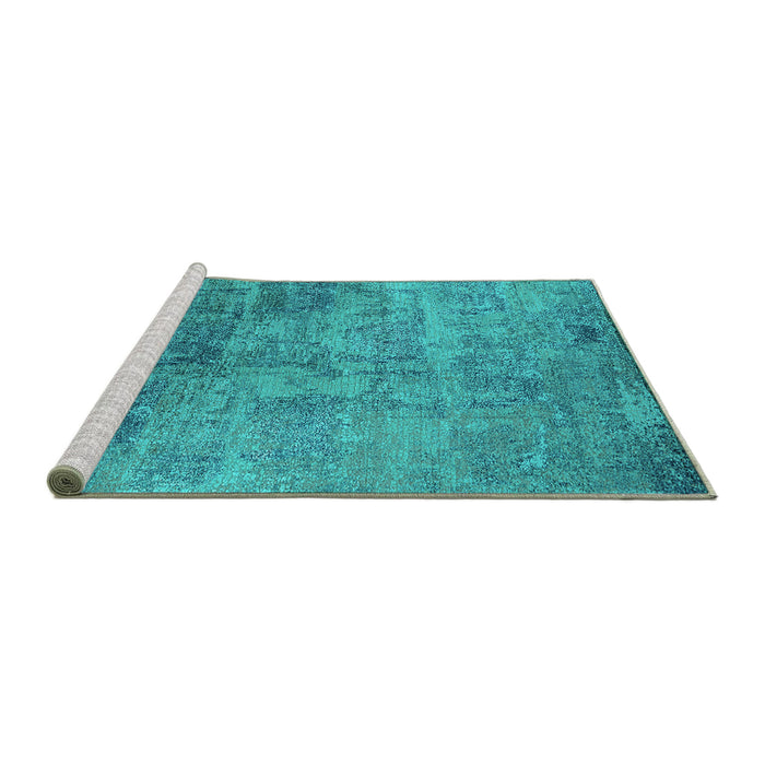 Sideview of Machine Washable Oriental Turquoise Industrial Area Rugs, wshurb2465turq