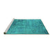 Sideview of Machine Washable Oriental Turquoise Industrial Area Rugs, wshurb2465turq