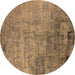 Round Oriental Brown Industrial Rug, urb2465brn