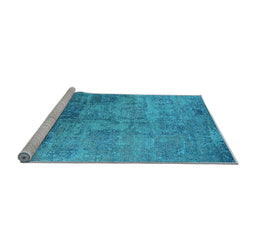 Sideview of Machine Washable Oriental Light Blue Industrial Rug, wshurb2465lblu