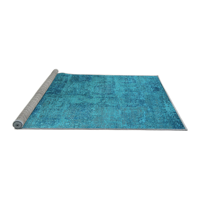 Sideview of Machine Washable Oriental Light Blue Industrial Rug, wshurb2465lblu
