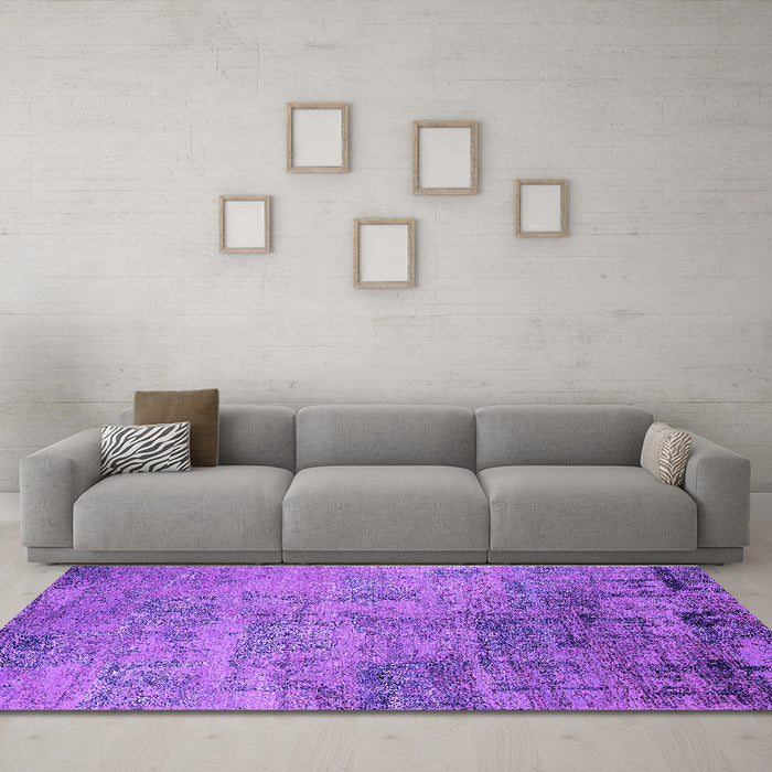Machine Washable Oriental Purple Industrial Area Rugs in a Living Room, wshurb2465pur
