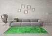 Machine Washable Oriental Green Industrial Area Rugs in a Living Room,, wshurb2465grn