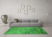 Machine Washable Oriental Green Industrial Rug, wshurb2465grn