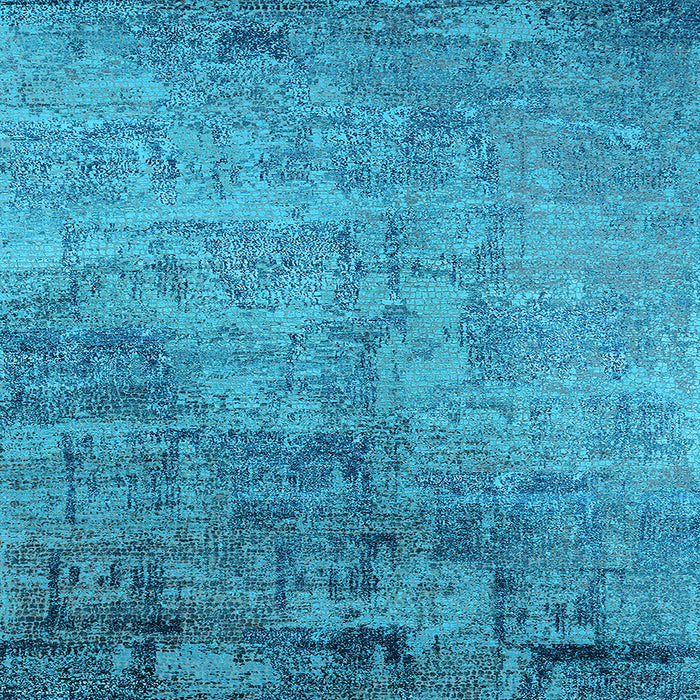 Square Machine Washable Oriental Light Blue Industrial Rug, wshurb2465lblu