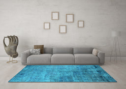 Machine Washable Oriental Light Blue Industrial Rug in a Living Room, wshurb2465lblu