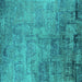 Square Oriental Turquoise Industrial Rug, urb2465turq