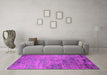 Machine Washable Oriental Pink Industrial Rug in a Living Room, wshurb2465pnk