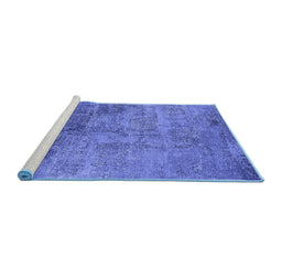 Sideview of Machine Washable Oriental Blue Industrial Rug, wshurb2465blu