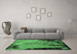 Machine Washable Oriental Emerald Green Industrial Area Rugs in a Living Room,, wshurb2466emgrn
