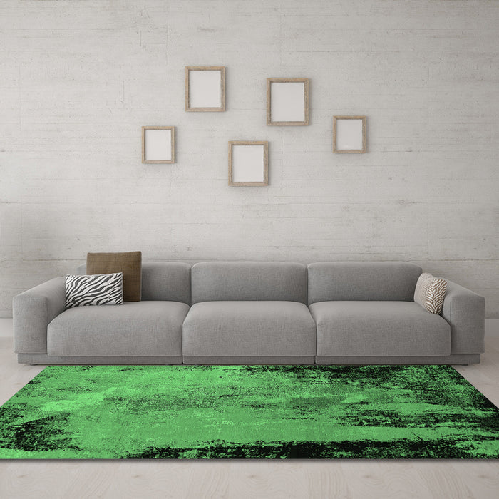 Machine Washable Oriental Emerald Green Industrial Area Rugs in a Living Room,, wshurb2466emgrn