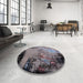 Round Mid-Century Modern Black Oriental Rug in a Office, urb2466